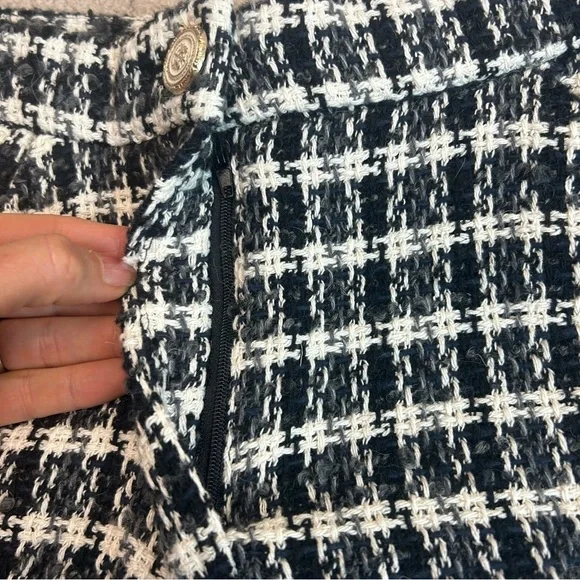 Zara black white textured woven tweed high waisted shorts Sz L NWT - Picture 7 of 15